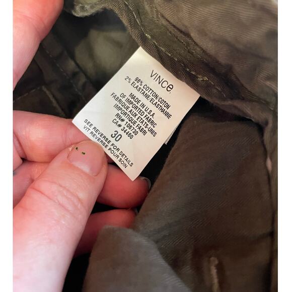 Vince Y2K Boho Straight Leg Cargo Style Olive Green Pants Size 30 - Picture 6 of 14